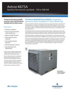 Avtron K675A Resistive Permanent Load Bank - 150 to 500 KW