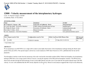 12800 - Velocity measurement of the interplanetary hydrogen