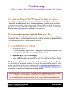 The Roadmap  1. Contact Janet Kamps, the OIT Distance Education Coordinator