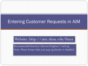 Entering Customer Requests in AiM  Website:
