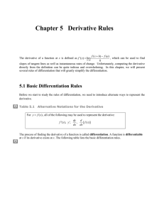 Chapter 5   Derivative Rules