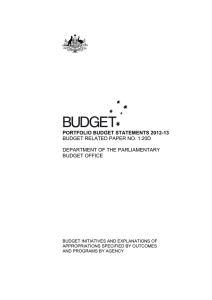 PORTFOLIO BUDGET STATEMENTS 2012-13 BUDGET RELATED PAPER NO. 1.20D