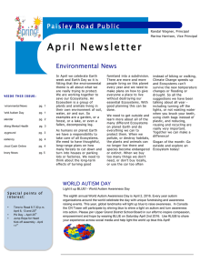 Ap ril Newsletter Paisley  Ro ad  Public Schoo l Environmental News