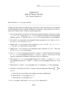 Problem Set 2 Math 415 Honors, Fall 2014