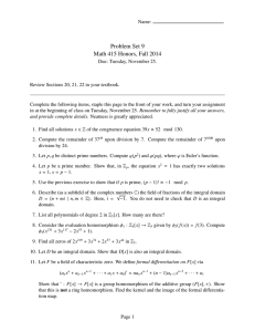 Problem Set 9 Math 415 Honors, Fall 2014