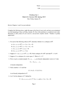Problem Set 1 Math 423, Section 500, Spring 2015