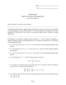 Problem Set 7 Math 423, Section 200, Spring 2015