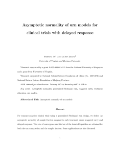 Asymptotic normality of urn models for clinical trials with delayed response