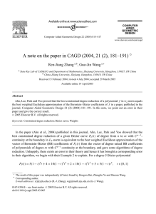 A note on the paper in CAGD (2004, 21 (2),... Ren-Jiang Zhang , Guo-Jin Wang ✩