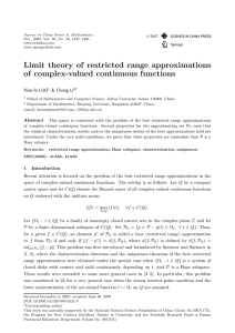 Limit theory of restricted range approximations of complex-valued continuous functions Xian-fa LUO