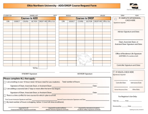 Ohio Northern University - ADD/DROP Course Request Form