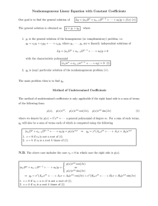 Nonhomogeneous Linear Equation with Constant Coefficients (∗)