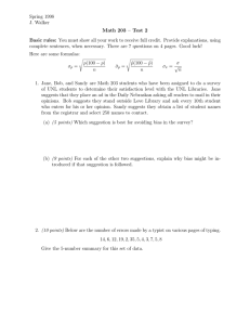 Spring 1998 J. Walker Math 203 – Test 2