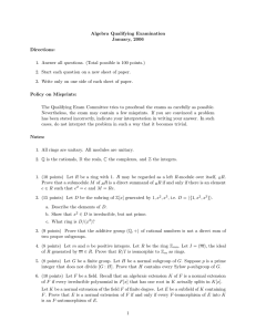 Algebra Qualifying Examination January, 2006 Directions: