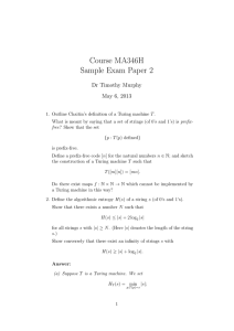 Course MA346H Sample Exam Paper 2 Dr Timothy Murphy May 6, 2013