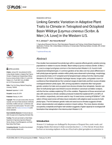 Linking Genetic Variation in Adaptive Plant Leymus cinereus (Scribn. &amp;