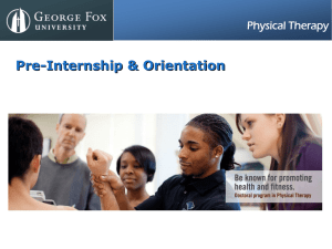 Pre-Internship &amp; Orientation Physical Therapy