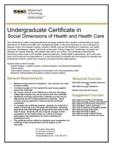 Undergraduate Certificate in  Social Dimensions of Health and Health Care