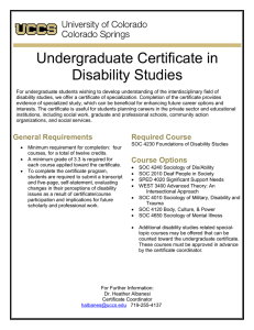 Undergraduate Certificate in Disability Studies