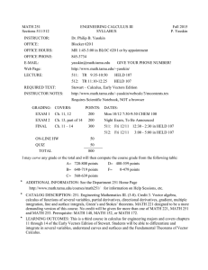 MATH 251 ENGINEERING CALCULUS III Fall 2015 Sections 511/512