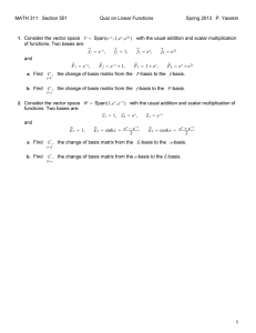 MATH 311 Section 501 Quiz on Linear Functions Spring 2013 P. Yasskin