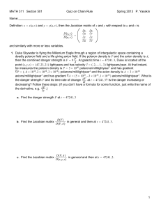 MATH 311 Section 501 Quiz on Chain Rule Spring 2013 P. Yasskin Name:____________________________________