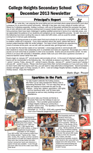 College Heights Secondary School December 2013 Newsletter  Principal’s Report