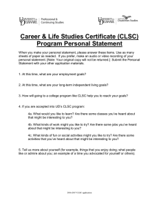 Career &amp; Life Studies Certificate (CLSC) Program Personal Statement