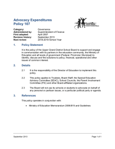 Advocacy Expenditures Policy 107 1. Policy Statement