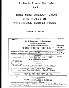 ,&amp;&amp;ear-----&#34; 1884-1923 OREGON COAST BIRD NOTES IN BIOLOGICAL SURVEY FILES