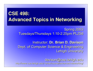 CSE 498: Advanced Topics in Networking