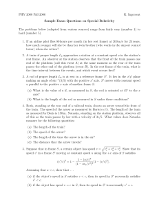 PHY 2060 Fall 2006 K. Ingersent Sample Exam Questions on Special Relativity