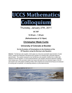 UCCS Mathematics  Colloquium  Thursday, January 27th, 2011 Christopher Wade Curtis