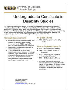 Undergraduate Certificate in Disability Studies