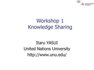 Workshop 1 Knowledge Sharing Itaru YASUI United Nations University