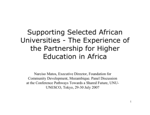 Supporting Selected African Universities - The Experience of the Partnership for Higher
