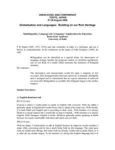 Globalization and Languages:  Building on our Rich Heritage