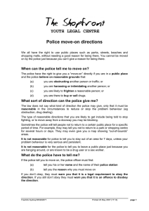 YOUTH LEGAL CENTRE Police move-on directions
