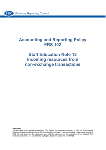 Accounting and Reporting Policy FRS 102 Staff Education Note 12