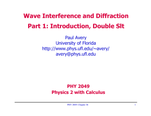Wave Interference and Diffraction Part 1: Introduction, Double Slt Paul Avery