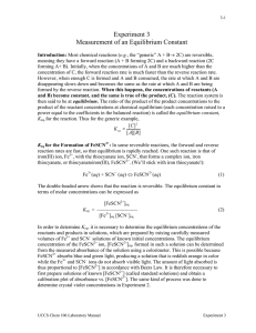 Experiment 3 Measurement of an Equilibrium Constant