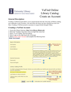 VuFind Online Library Catalog: Create an Account General Description: