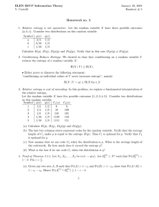 ELEN E6717 Information Theory Homework no. 2 January 20, 2005 V. Castelli