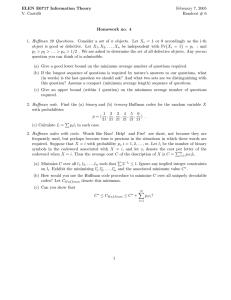 ELEN E6717 Information Theory Homework no. 4 February 7, 2005 V. Castelli