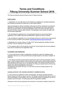 Terms and Conditions Tilburg University Summer School 2016
