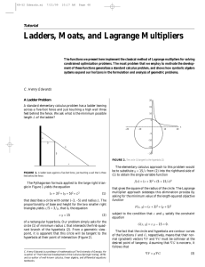 Ladders, Moats, and Lagrange Multipliers Tutorial