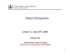 Object Recognition Lecture 11, April 20 , 2009 Lexing Xie