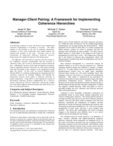 Manager-Client Pairing: A Framework for Implementing Coherence Hierarchies  Jesse G. Beu