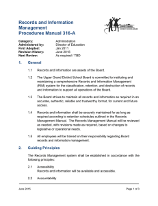 Records and Information Management Procedures Manual 316-A 1.
