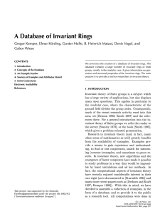 A Database of Invariant Rings Gabor Wiese